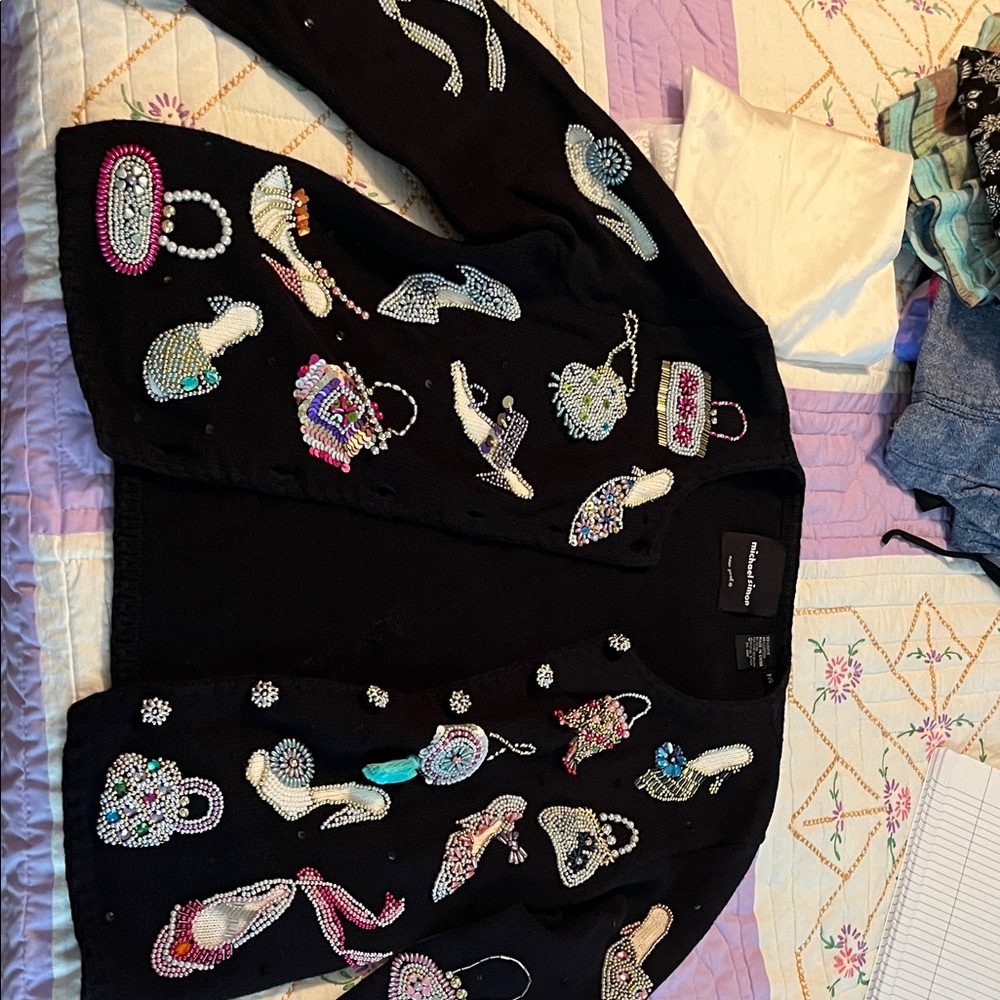 Michael Simon Black Embellished Sweater